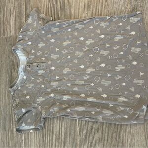 Kids Short Sleeve Tee in Gray with Cactus Print